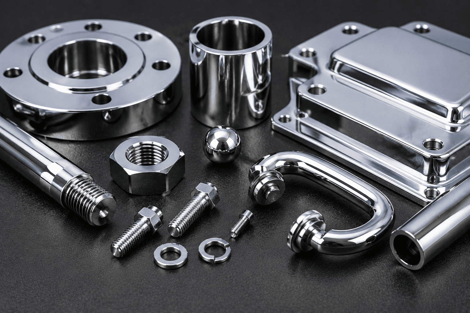 Bright nickel chrome plated automotive component with a mirror-polished metallic finish