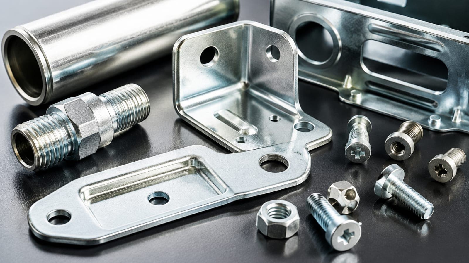 Close-up of tin plated connector pins with a matte finish